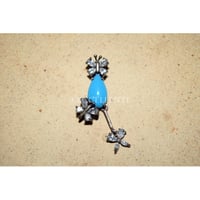 【ヴィンテージアクセサリー】シルバー x ターコイズ x ラインストーン　バタフライ型ネックレストップ