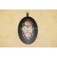 【ヴィンテージアクセサリー】シルバー　フラワーペイントネックレストップ