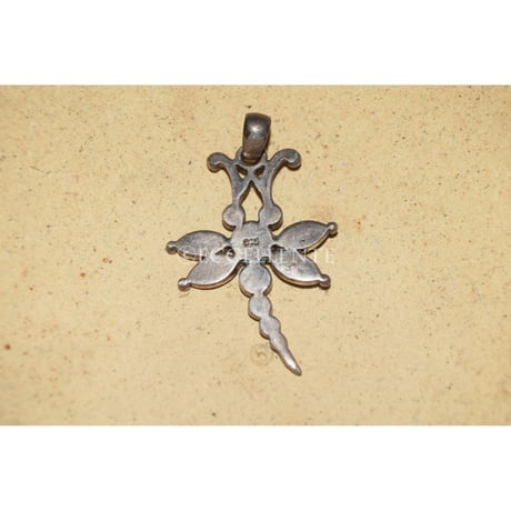 【ヴィンテージアクセサリー】シルバー x ターコイズ　ドラゴンフライ型ネックレストップ