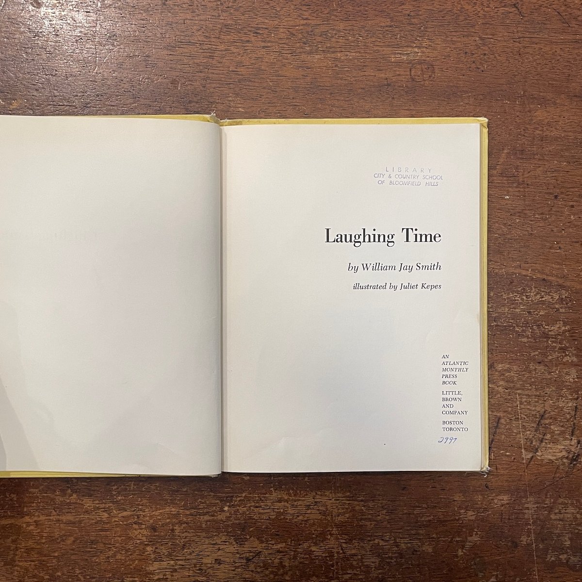 Laughing Time（1960年頃3刷）」William Jay Smith Juli