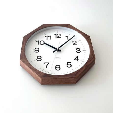 【名入れ付き】KATOMOKU muku clock 16 八角形 ウォールナット km-113WA8 木製 掛け時計