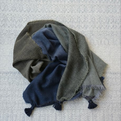 【New】 Wool Chambray Tassel Stole
