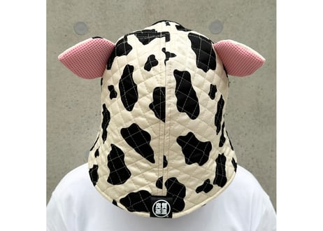 新型 耳付き 牛 🐄 キルト Meets ✅次世代 3層構造 厚手 メッシュ素材 サウナハット ハンドメイド オリジナル商品 男女兼用 ゆったり
