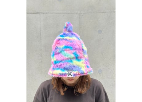 🌈レインボー🌈 フェイクファー 素材 次世代 3層構造 ポリエステル・メッシュ素材 サウナハット リバーシブル オリジナル商品 男女兼用 ゆったり