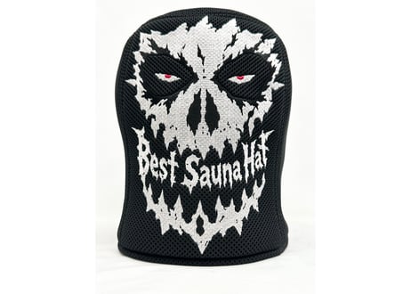 💀スカル刺繍入り💀 トリプル!! 最強 メッシュ 3枚仕立て ✅フルフェイス  Sauna Armor ブラック 虚無僧君メッシュ ✅ 次世代 3層構造 メッシュ素材 サウナハット  コサック風