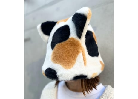 🐱 三毛猫 耳付き 🐱 フェイクファー素材  次世代 3層構造 ポリエステル・メッシュ素材 サウナハット リバーシブル オリジナル商品 男女兼用 ゆったり