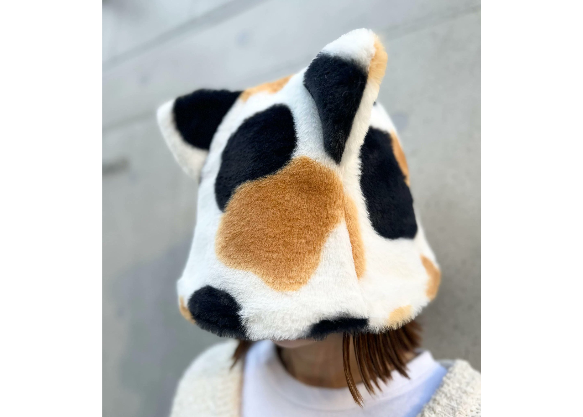 ベストサウナハット　三毛猫　ファー 🐱 三毛猫 耳付き 🐱 フェイクファー素材 次世代 3層構造 ポリエステル