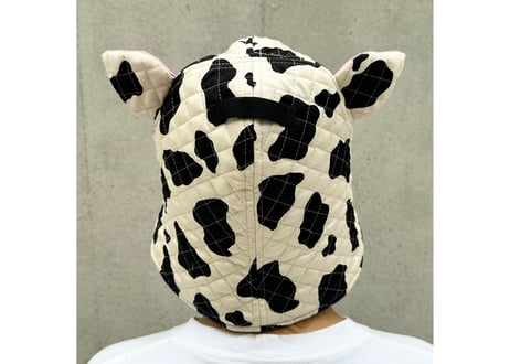 新型 耳付き 牛 🐄 キルト Meets ✅次世代 3層構造 厚手 メッシュ素材 サウナハット ハンドメイド オリジナル商品 男女兼用 ゆったり
