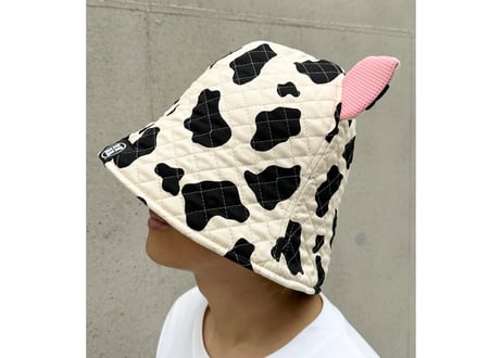 新型 耳付き 牛 🐄 キルト Meets ✅次世代 3層構造 厚手 メッシュ素材 サウナハット ハンドメイド オリジナル商品 男女兼用 ゆったり