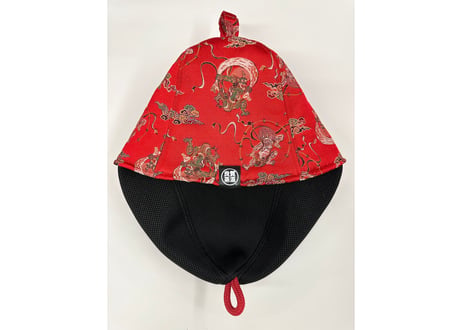 全 2色あり 風神雷神 👹着物生地👹 和柄 トリプル仕立て! 3枚重ね 厚手メッシュ! ✅メッシュ素材 サウナハット  Japanese pattern