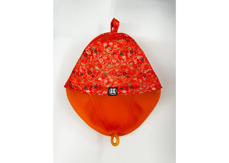 オレンジ 👘 着物生地 👘 和柄 トリプル仕立て! 3枚重ね 厚手メッシュ! ✅メッシュ素材 サウナハット  Japanese pattern