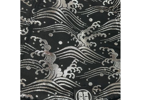 🌊⬛ブラック⬛🌊 さざ波 光沢 着物生地 和柄 トリプル仕立て! 3枚重ね 厚手メッシュ! ✅メッシュ素材 サウナハット  Japanese pattern
