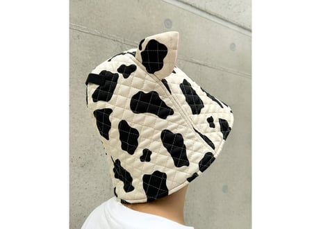 新型 耳付き 牛 🐄 キルト Meets ✅次世代 3層構造 厚手 メッシュ素材 サウナハット ハンドメイド オリジナル商品 男女兼用 ゆったり