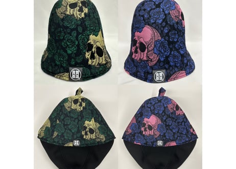全 2色あり 💀 スカル柄💀 豪華 ジャガード 装飾生地 トリプル!! 遮熱性が高い 3枚重ね 次世代 3層構造 メッシュ素材 サウナハット