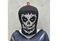 💀スカル刺繍入り💀 トリプル!! 最強 メッシュ 3枚仕立て ✅フルフェイス  Sauna Armor ブラック 虚無僧君メッシュ ✅ 次世代 3層構造 メッシュ素材 サウナハット