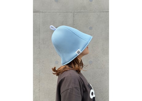 ライトブルー ハード2枚重ね ダブル!! 次世代 3層構造 ポリエステル・メッシュ素材 大サイズ! サウナハット リバーシブル オリジナル商品 男女兼用 ゆったり