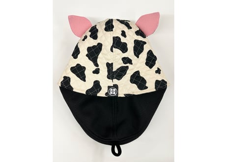 新型 耳付き 牛 🐄 キルト Meets ✅次世代 3層構造 厚手 メッシュ素材 サウナハット ハンドメイド オリジナル商品 男女兼用 ゆったり