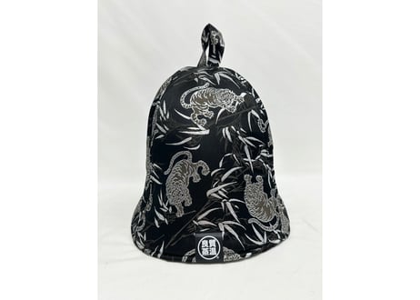 ⬛ブラック⬛ 虎 光沢 🐯 着物生地 🐯 和柄 トリプル仕立て! 3枚重ね 厚手メッシュ! ✅メッシュ素材 サウナハット  Japanese pattern