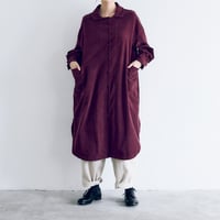 天日干しコットンコーデュロイ・シャツドレス／バーガンディ