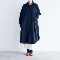 天日干しコットンコーデュロイ・シャツドレス／チャコール