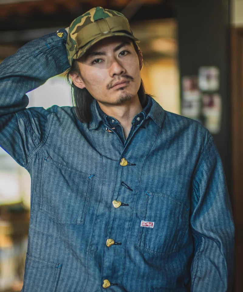 Cat A Log Chore Coat Indigo Herringbone | TCB j