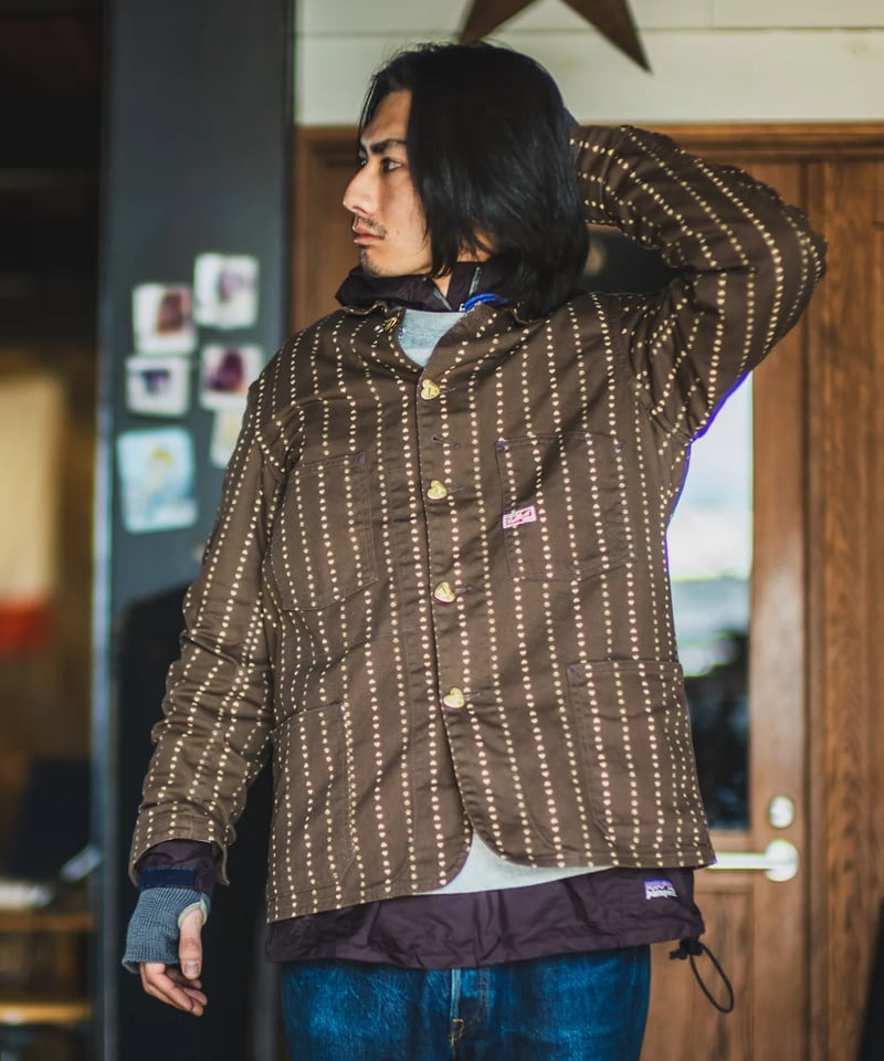 Cat A Log Chore Coat Brown Paw Stripe | TCB jeans