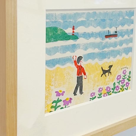 杉浦さやか 原画｜秋の浜辺（横）、海辺の窓（縦）
