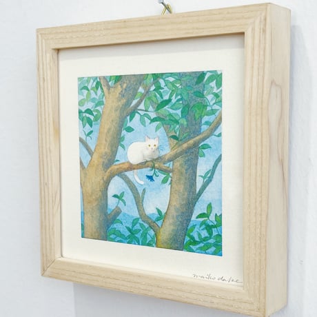 嶽まいこ｜white cat on tree