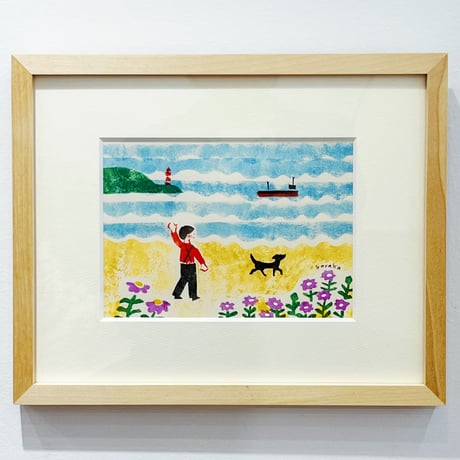 杉浦さやか 原画｜秋の浜辺（横）、海辺の窓（縦）