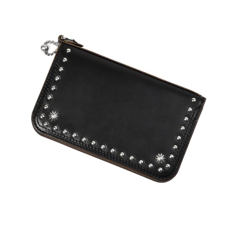 SHELL & STUDS MID WALLET- horse butt -