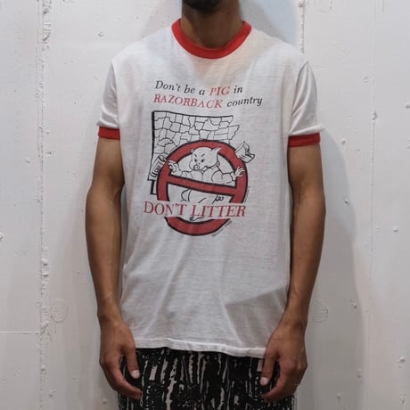 80's ブタ リンガーTシャツ