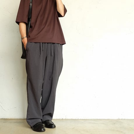 LAMOND(ラモンド)　　  New Semi Wide Shari Pants　　　　CHANBRAY BLACK