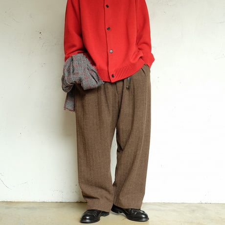 STILL BY HAND(スティルバイハンド)　　  Punched shetland cardigan　　KN06263　　　　VERMILION RED