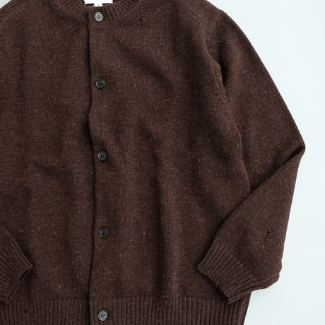 STILL BY HAND(スティルバイハンド)　　  Punched shetland cardigan　　KN06263　　　　DARK BROWN