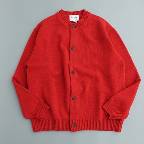 STILL BY HAND(スティルバイハンド)　　  Punched shetland cardigan　　KN06263　　　　VERMILION RED