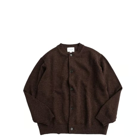STILL BY HAND(スティルバイハンド)　　  Punched shetland cardigan　　KN06263　　　　DARK BROWN