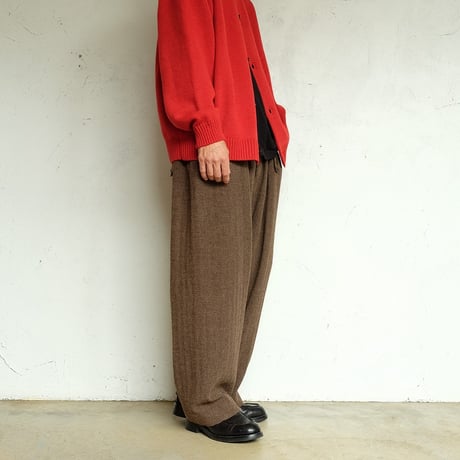 STILL BY HAND(スティルバイハンド)　　  Punched shetland cardigan　　KN06263　　　　VERMILION RED