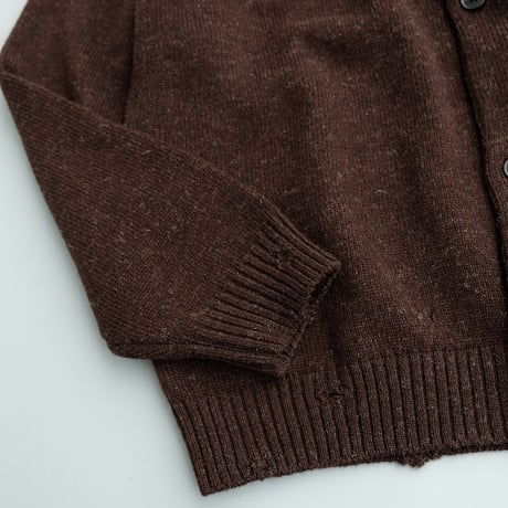 STILL BY HAND(スティルバイハンド)　　  Punched shetland cardigan　　KN06263　　　　DARK BROWN