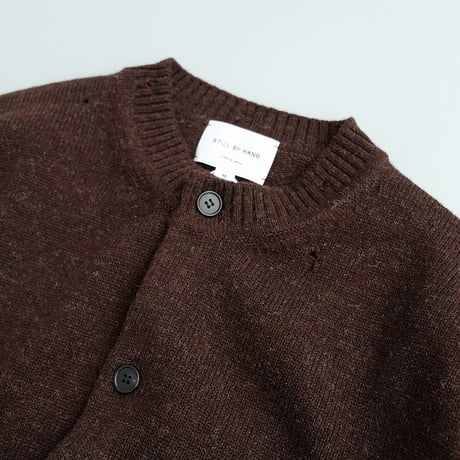 STILL BY HAND(スティルバイハンド)　　  Punched shetland cardigan　　KN06263　　　　DARK BROWN