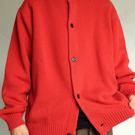 STILL BY HAND(スティルバイハンド)　　  Punched shetland cardigan　　KN06263　　　　VERMILION RED