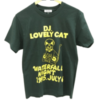 「DJ猫」レコードワッペン猫ツアーTシャツ 26AW新色 モスグリーン S/M/L/XL WATERFALL