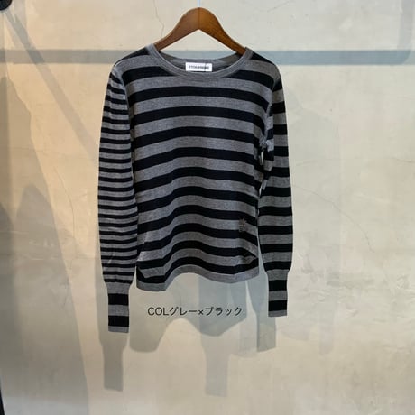 2605205 綿ニットランダムボーダープルオーバー