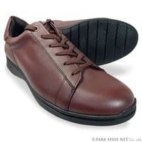 PARASHOE 本革 レザースニーカー ワイズ幅広3E～4E ワイン 24.5～30cm【革靴・カジュアルシューズ・ビジカジ紳士靴・ドレススニーカー／大きいサイズあり】(PS2701-WIN)