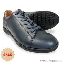 PARASHOE 本革レザースニーカー 幅広3E～4E メッシュライニング ネイビー 24.5～30cm【革靴・カジュアルシューズ・ビジカジ紳士靴・ドレススニーカー】(PS2701BG-NV)