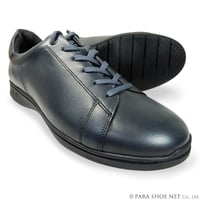 PARASHOE 本革 レザースニーカー ワイズ幅広3E～4E ネイビー 24.5～30cm【革靴・カジュアルシューズ・ビジカジ紳士靴・ドレススニーカー／大きいサイズあり】(PS2701-NV)