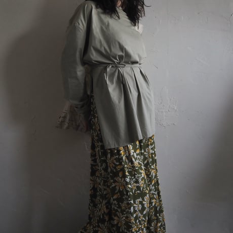 back drawstring long T-shirt