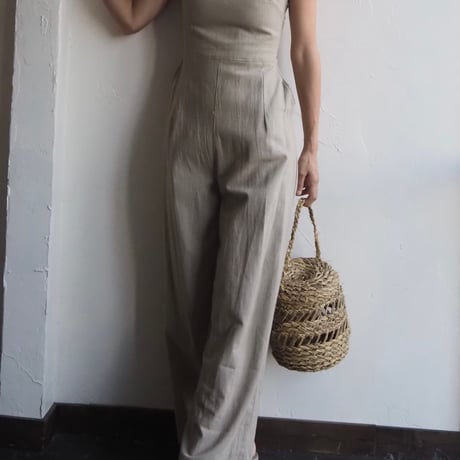 lace up cotton jumpsuit