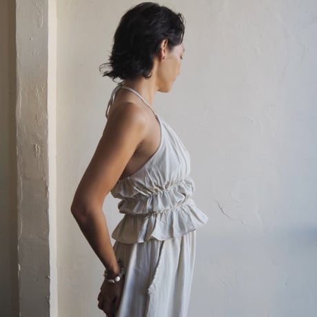 halter neck gather blouse