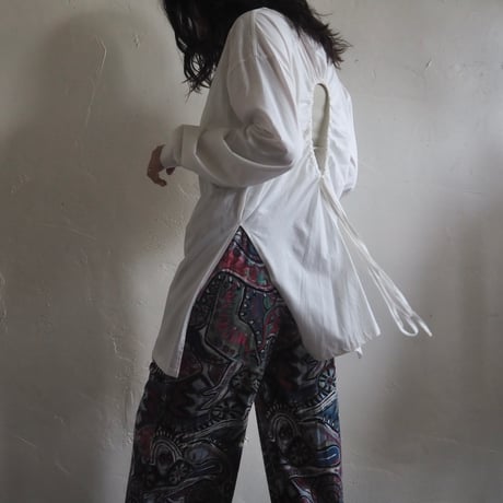 back drawstring long T-shirt