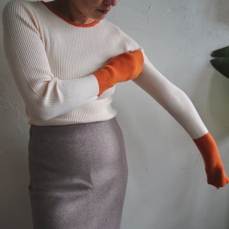 bi-color rib knit tops